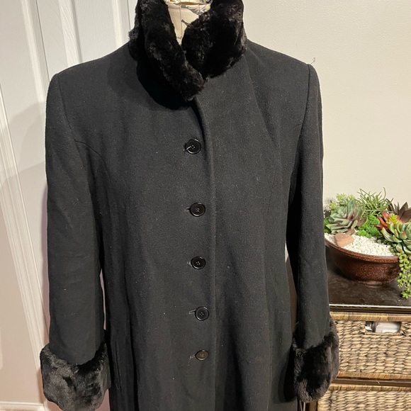 Steve by Searly Vintage Wool Beaver Fur Buttons Mock Flare winter rave Formal - Picture 2 of 10